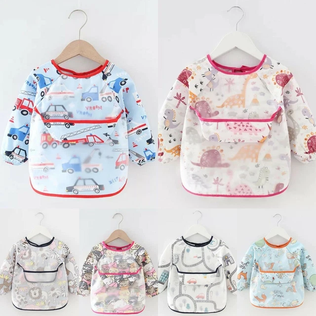 Baby Feeding Bibs Waterproof Feeding Apron Toddler Weaning long sleeve kids eat