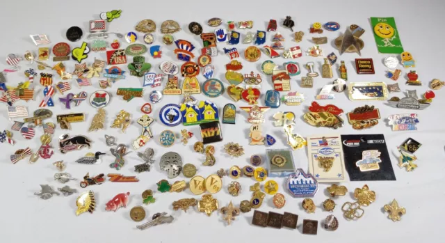 Huge Lot Of Vintage Lapel Pins Advertising Logos Metal McDonald's Olympics More