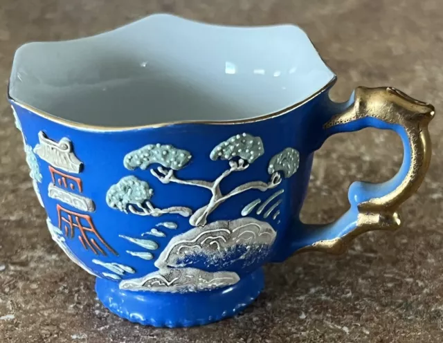 Antique Hand Painted Blue Tea Cup Made in Occupied Japan ~ Very Unique & Rare!