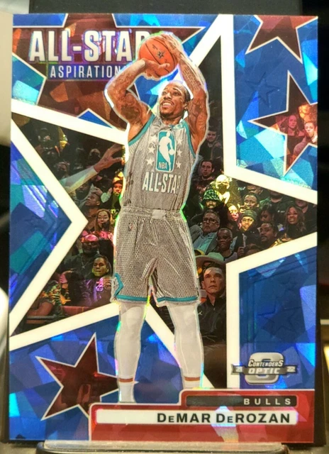 2021-22 Panini Contenders Optic Basketball DeMar DeRozan #7 Blue Cracked Ice /75