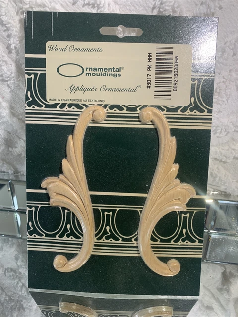 Paquete de 2 molduras de madera compuesta de pergamino para carpintería. 3017PKWHW NUEVO
