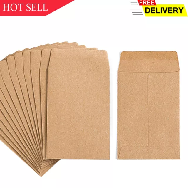 100 Pack Small Coin Envelopes Self-Adhesive Kraft Paper Seed Envelopes Mini Pa..