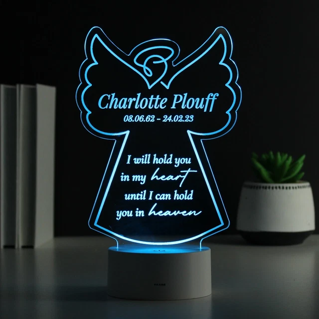 Luce LED Angelo Memoriale Verso Cambia Colore Personalizzata 5