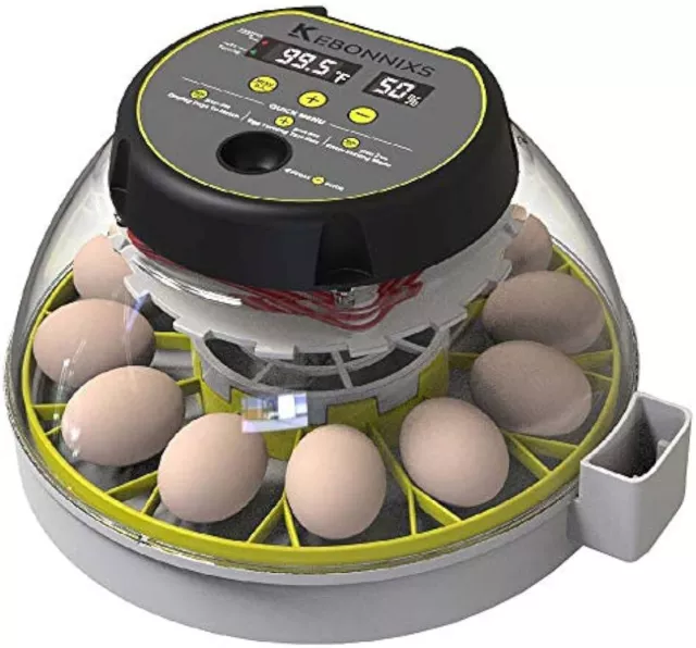 12 Egg Incubator with Humidity Display Egg Candler Automatic Egg Turner