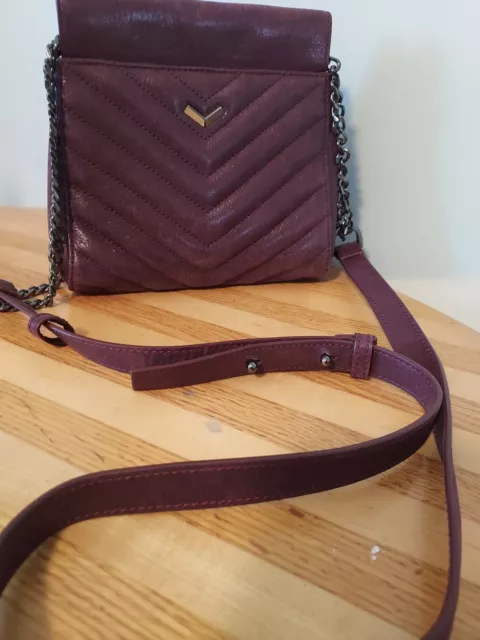 New Botkier New York Soho Burgandy Quilted Leather Crossbody Bag 7x8