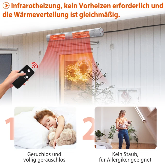 Deckenheizstrahler Infrarot Heizstrahler Heizgerät Heizpilz Wärmestrahler Wand 7