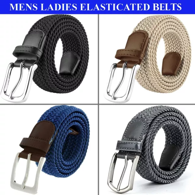 Enzo Elasticated Belts Men Ladies Woven Braided Regular Stretch Casual Belts