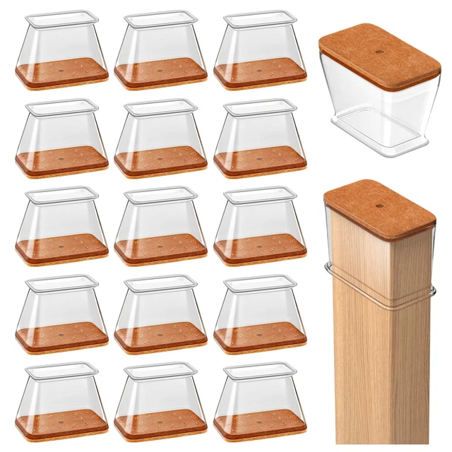 Ulisem 20 Pezzi Tappi Per Gambe Per Sedia, 20 Pezzi Quadrati In Silicone Per Gambe Per Mobili Protezione Per Pavimento Antigraffio Per Tappo Per Sedia Da 30 35 Mm Trasparente Quadrato3 35 Cm 74872417