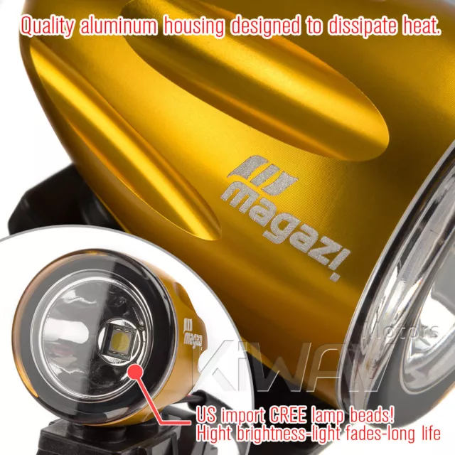 mini LED light spot beam gold housing 22- 25mm dia. fork fits Subaru Outback