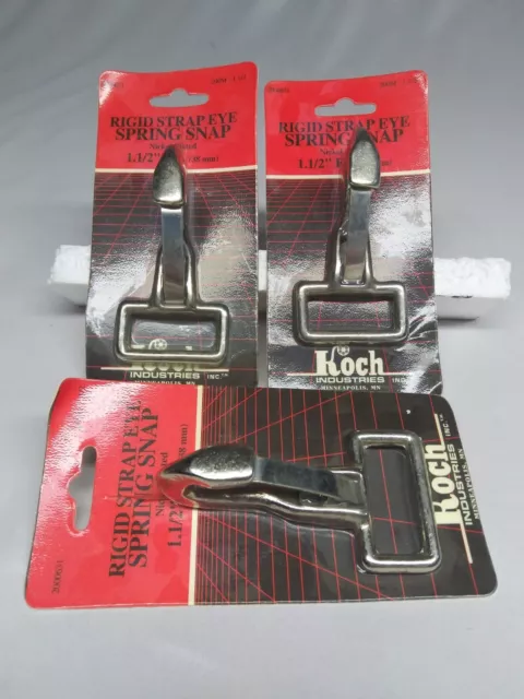 Lot x4 Koch Rigid Strap Eye Spring Snap Nickel-Plated 1-1/2" x 3-3/4" OAL