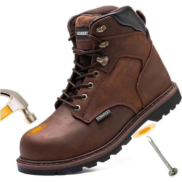 MEN’S STEEL TOE Work Boots Goodyear NonSlip Safety Shoes Construction