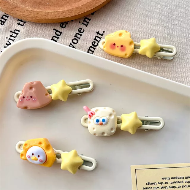 Girls Cartoon Cute Cheese Star Hairpin Mouse Bear Side Clip Hair Accessories SN❤