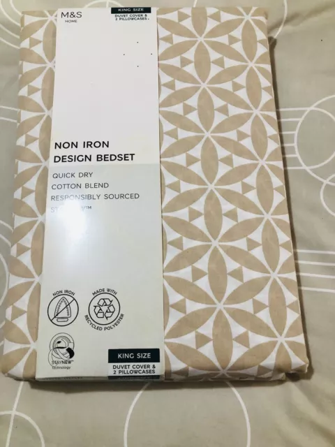 MARKS SPENCER King Size Duvet Cover 2 Pillowcase Cotton Polyester M S 12.00 PicClick UK
