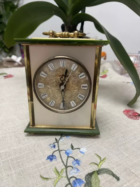 Bentima Clock  Battery Quartz  Mantel / vintage art deco  Carriage Faux Marble