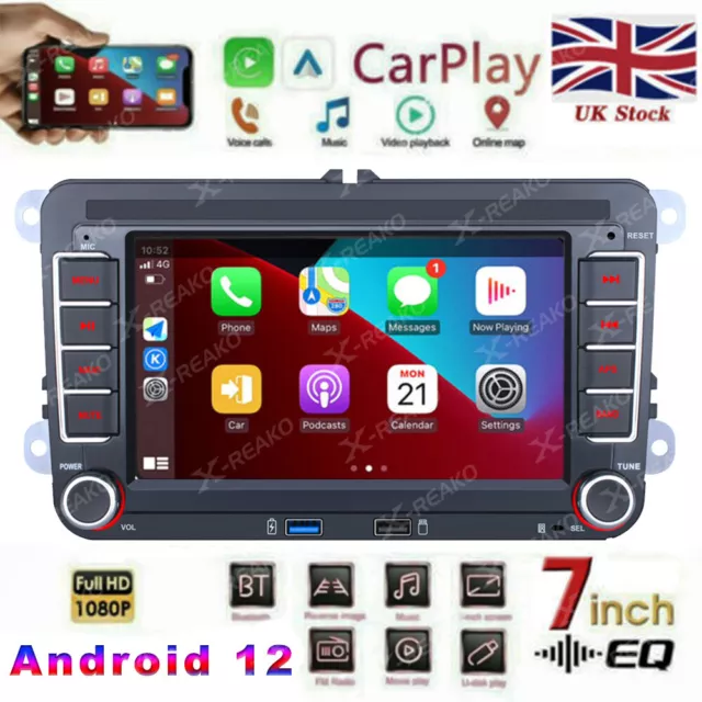 For VW GOLF MK5 MK6 7" Fit Apple Carplay Car Stereo Radio Android 12. GPS Player