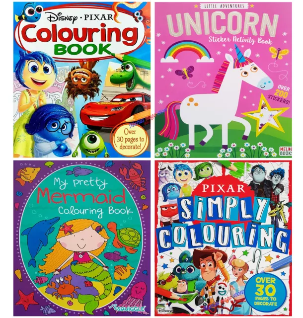 Colouring Books for Girls Boys Kids Activity Book DISNEY PIXAR UNICORN MERMAID