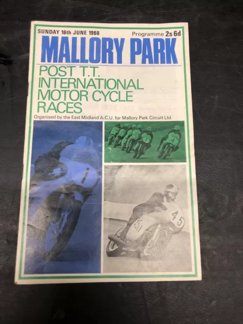 Mallory park programme 16th June 1968 Post International Motorcycle Races