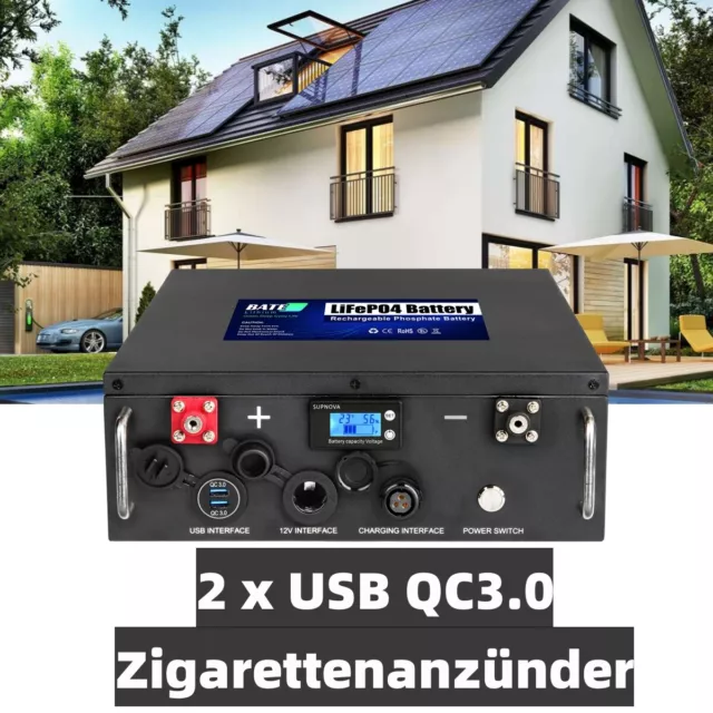 12V-200Ah Lithium Batterie LiFePO4 Akku BMS für Wohnmobil Solarbatterie RV Boot