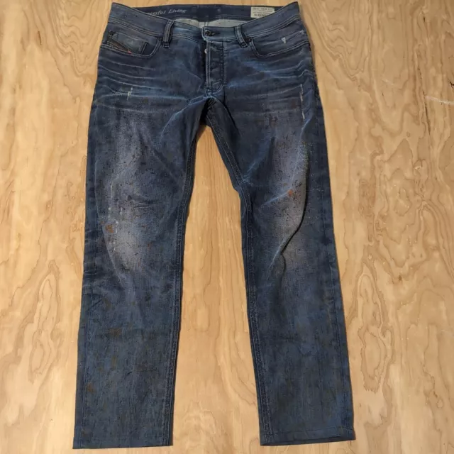 DIESEL SLEENKER-X BLUE Wash Stretch Denim SLIM SKINNY Jeans W34 L28 ...