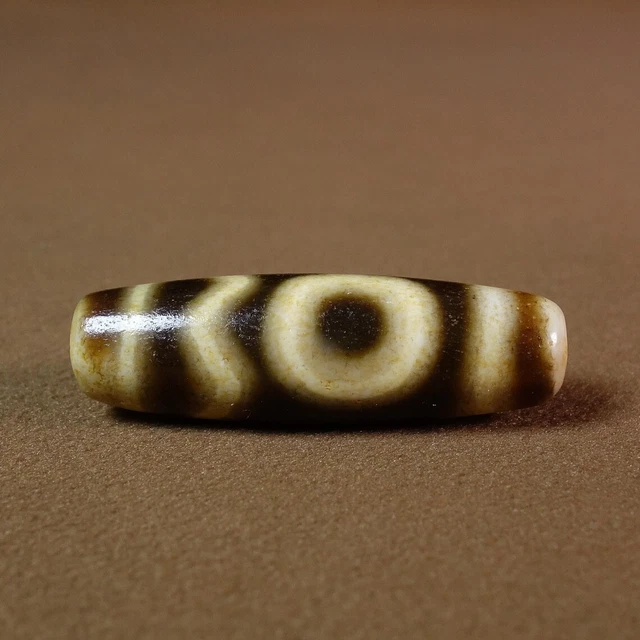 Calcification Agate Old Tibetan DZI Beads Heaven＆Earth Totem Amulet Pendant#9209