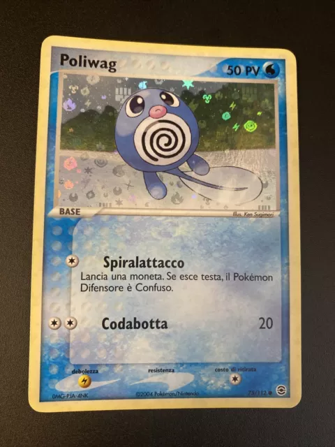 Pokemon Poliwag 75/112 Rare Holo Foil Italien Ex Rouge Feu Et Vert Feuille NM+
