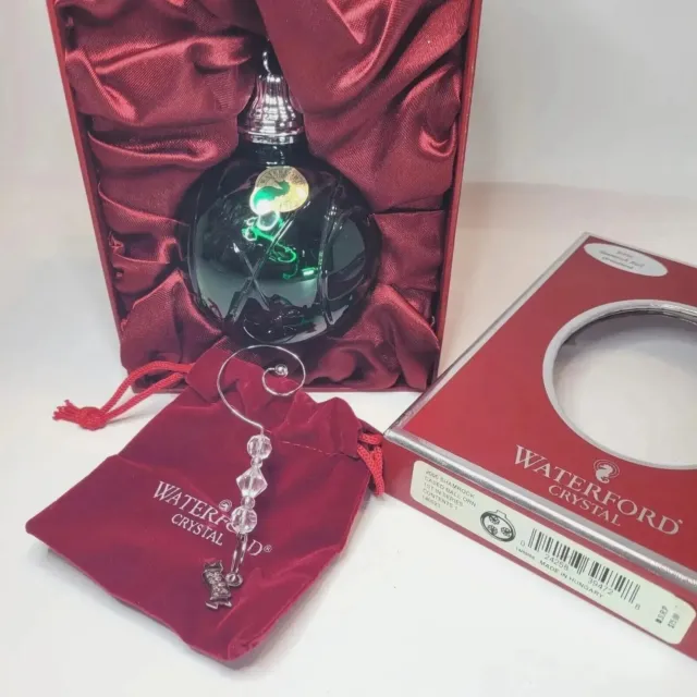 Waterford Crystal Shamrock Cased Ball Ornament 2006 1st In Series Box Bag Hanger