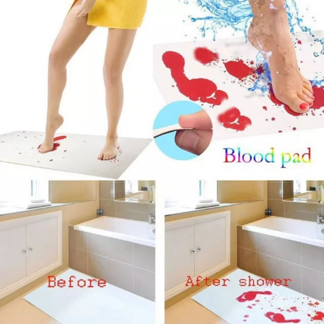 Halloween Blood Bath Mat Bloody Footprint No Changes Color When Wet Non-Slip Rug