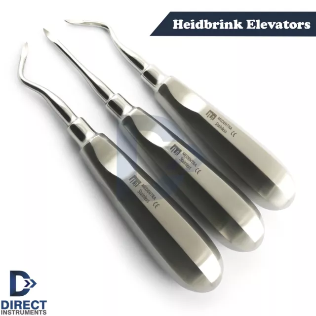 3 Pcs Dental Root Elevators HEIDBRINK Oral Surgery Luxating Root Picker Elevator