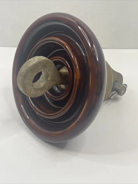 Vintage Brown Locke Electrical High Voltage 10,000lbs Porcelain Insulator 1963 6