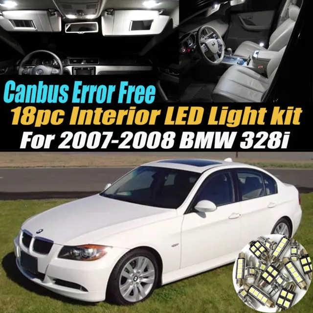 18Pc CANbus Error Free Interior LED White Light Kit for 2007-2008 BMW 328i