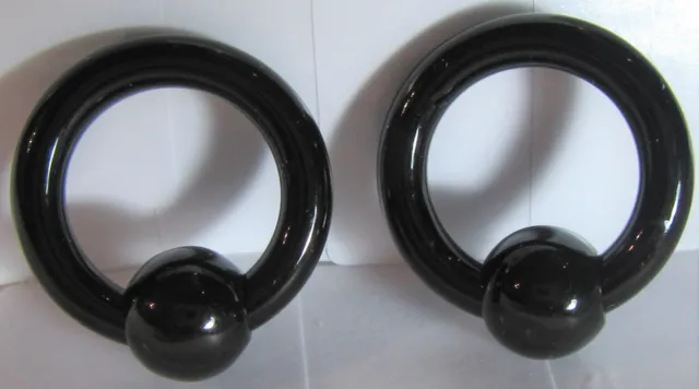 Black Bioplast Metal Sensitive Acrylic Hoops Retainers Rings 6 gauge 16 mm