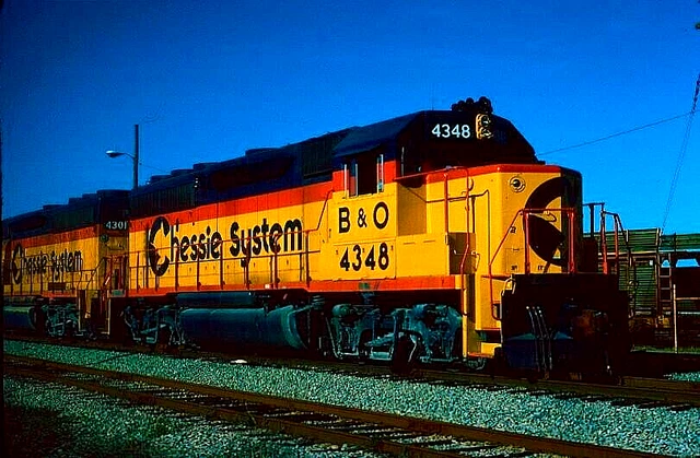 Original Kodachrome Slide Chessie B&O Gp40-2 #4348 Portsmouth, Va November 1985