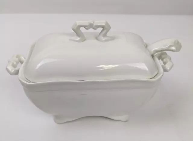 Vintage John Maddock & Sons Soup Tureen With Spoon Royal Semi Porcelain White