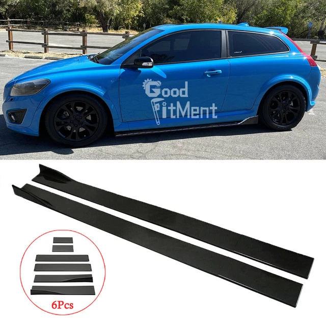 GLOSS BLACK SIDE Skirts Spoiler Lip Splitter Diffuser For Volvo S40 V40 ...