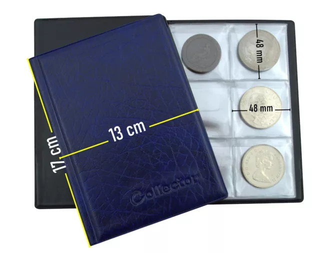 Blue Coin Album for 48 Large Size Coins CROWN 5 POUND Book Folder Collector 2