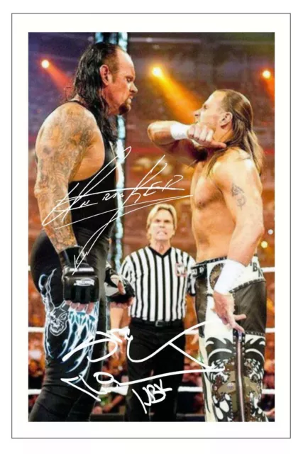 THE UNDERTAKER & SHAWN MICHAELS Signed Autograph PHOTO Gift Print WWE WRESTLING