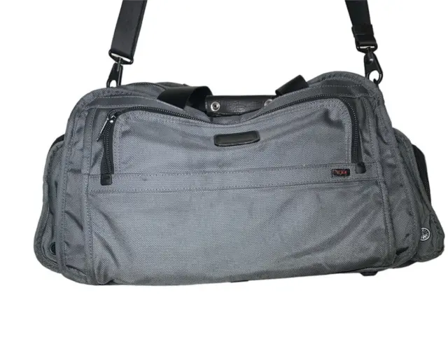 Tumi Gray Grey Ballistic Nylon Medium Carry On Weekender Duffel Gym Bag