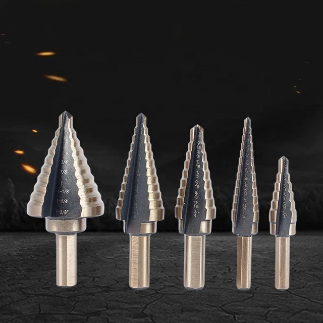 5pcs 50 Size HSS High Speed Steel Cobalt Titanium Step Drill Bit Multiple Hole