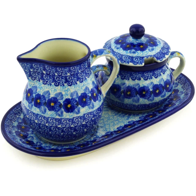 Polish Pottery Sugar and Creamer Set 11" Ceramika Artystyczna UNIKAT Polish Pottery Sugar and Creamer Set 11" Ceramika Artystyczna UNIKAT