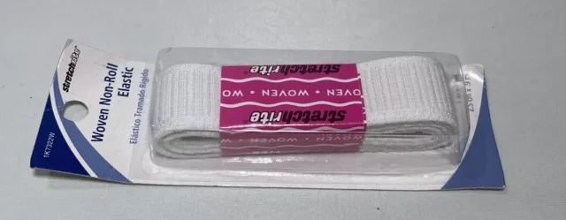 Stretchrite Knit Flat Non-roll Elastic 1” in X 1 Yd White Woven Rubber Polyester
