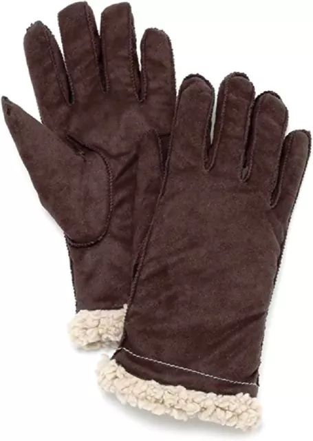Women's Grandoe 5.0® Brown Cozy Lamb Suede Sensor-Touch Driving Gloves, M-L