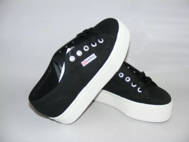 Superga Womens Shoes Size 6 EUR 36 Black Leather Casual Low Top Lace Up Sneakers