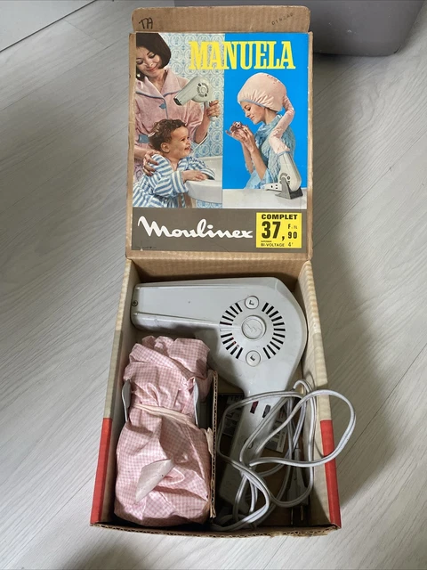 Ancien Sèche-cheveux Moulinex Vintage - Fonctionnel, 2 Vitesses, Couleur Blanc - Occasion, Objet Rétro