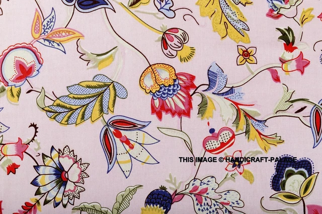 Indien 4.6m Rose Main Bloc Imprimé Course Desseré Artisanat de Couture Tissu