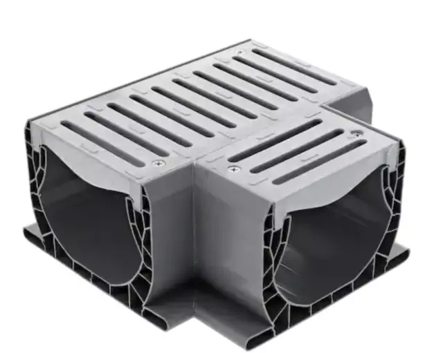 NDS Spee-D Channel Drain Plastic Tee and Grate Gray 2371
