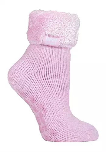Heat Holders - Ladies Extra Soft Fluffy Non Slip Thermal Low Cut Ankle Slipper