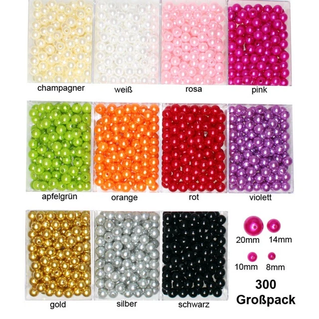 Kunstperlen Perlen 300g Wachsperle Kunststoffperlen mit 2mm Loch Großpack