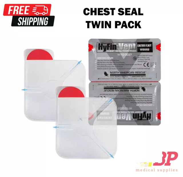 Hyfin Vent 10-0037 Chest Seal Twin Pack for Wounds 6" X 6" Pocket Size