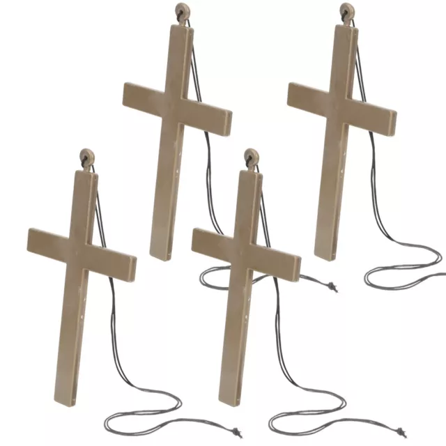 4 Pcs Halloween Cross Pendant Plastic Prop Crucifix Necklace Accessories