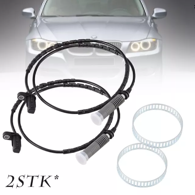 2x ABS-SENSOR + 2x ABS-RING HINTEN FÜR BMW 1-ER E81 E87 3-ER E90 320d E91 E92